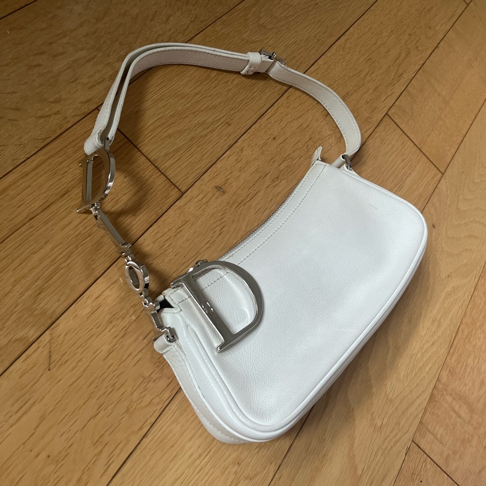 RARE Christian Dior White Spell Out Pochette Bag
